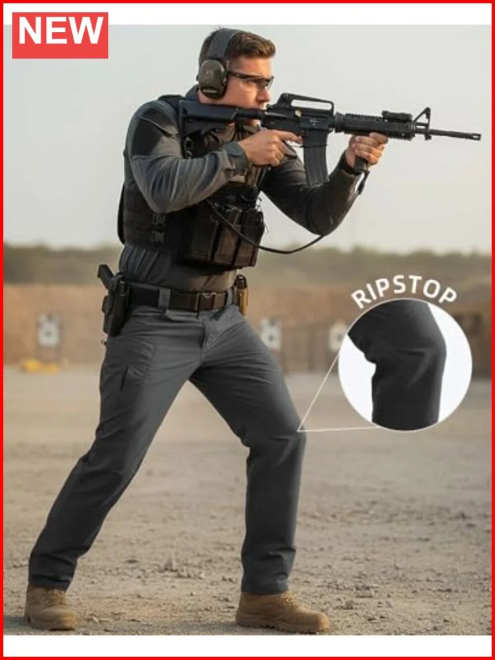 Men's Stretch Tactical Cargo Pants Waterproof Ripstop Lightweight Hiking Work